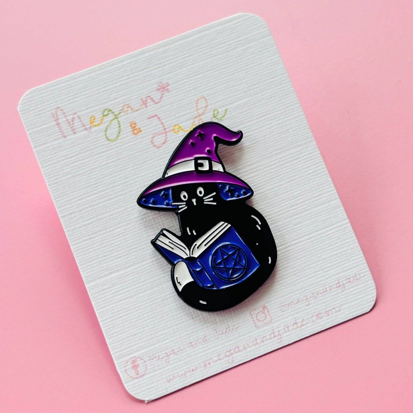 Cat Reading a Book Halloween Pin Badge