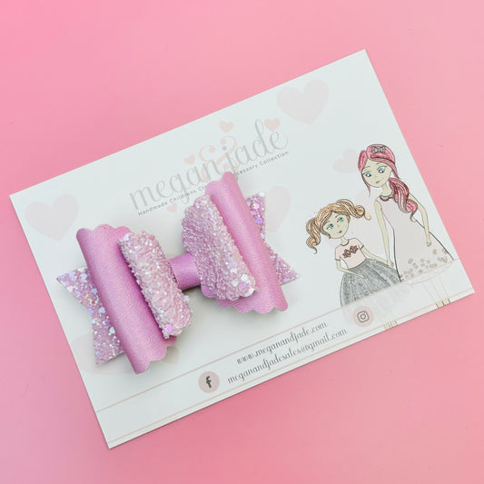 Lilac Pastel Glitter Bella Hair Bow