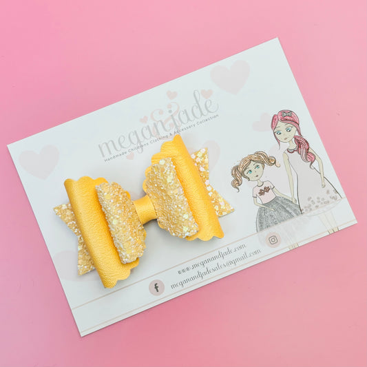Yellow Pastel Glitter Bella Hair Bow
